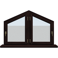 Деревянное окно - пятиугольник из лиственницы Модель 114 Браун